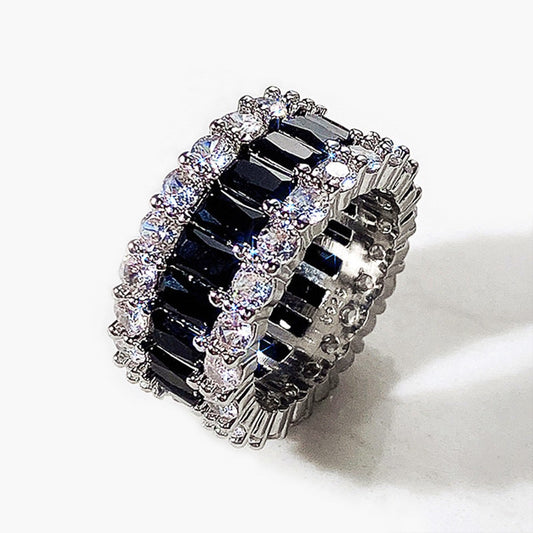 Designer Cluster Statement Simulated Diamond & Black Ring