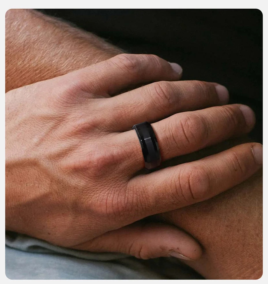 Black Tungsten Carbide Plain Male Wedding Ring