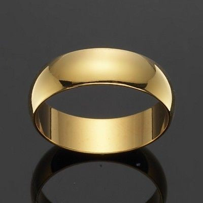 18ct Heavy Yellow Gold Plated Men's 6mm Band Ring - USA MADE