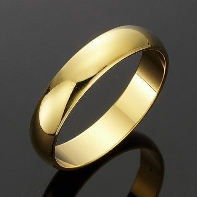 18ct Heavy Yellow Gold Plated Men's 5mm Band Ring - USA MADE