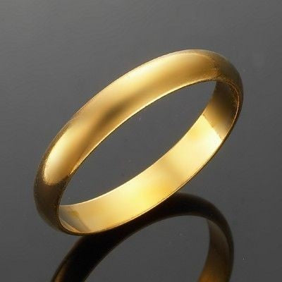 18ct Heavy Yellow Gold Plated Men's 4mm Band Ring - USA MADE