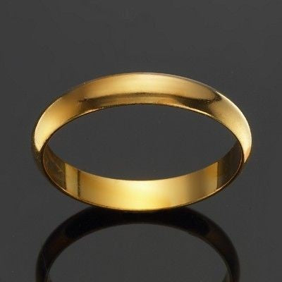 18ct Heavy Yellow Gold Plated Men's 4mm Band Ring - USA MADE