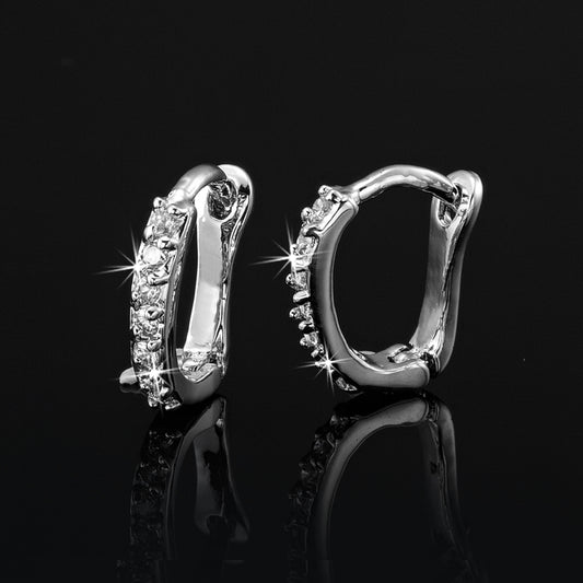 Solid 925 Sterling Silver Huggie Earrings Featuring Crystals by Swarovski®