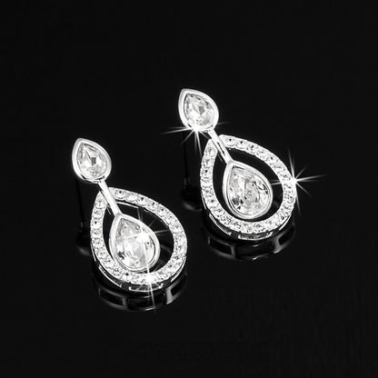 Solid 925 Sterling Silver Teardrop Earrings Featuring Crystals by Swarovski