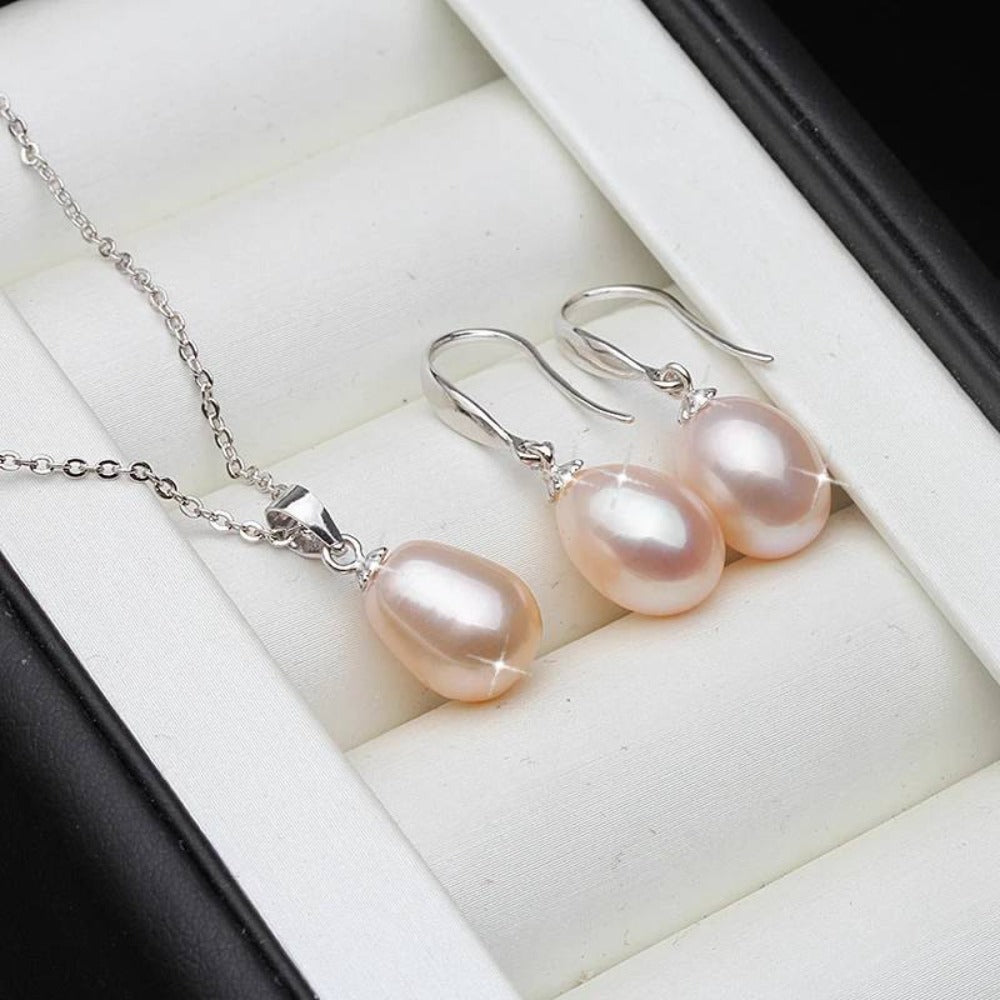 Classic Freshwater Pearl Drop Earring & Necklace Set