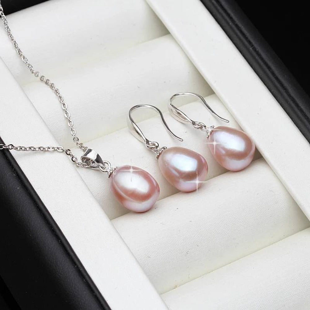 Classic Freshwater Pearl Drop Earring & Necklace Set