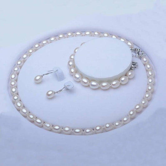 Genuine Freshwater Pearl Earring, Necklace & Bracelet Set