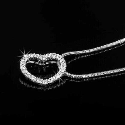 Massiver 925 Sterling Silber Herz Anhänger mit SWAROVSKI® Kristallen