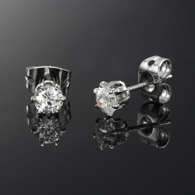 925 Sterling Silver Plated Simulated Diamond Stud Earring